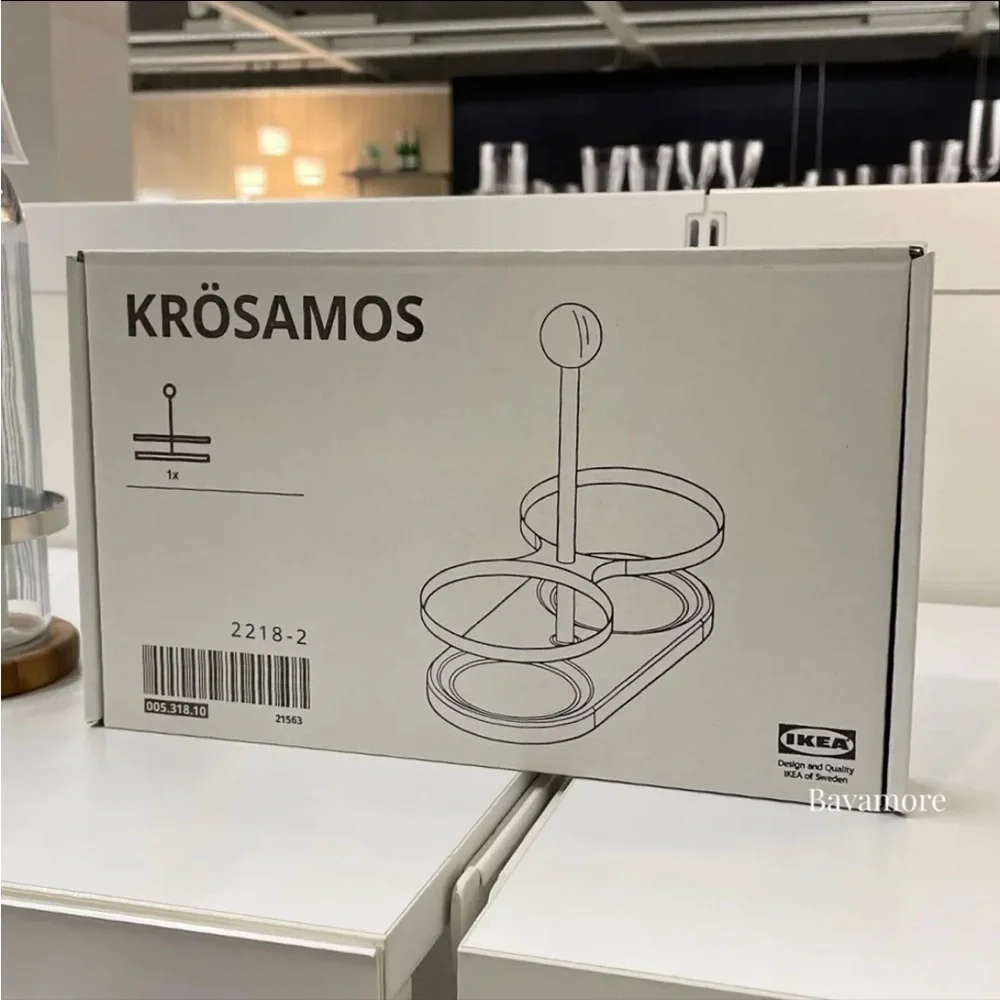 IKEA KROSAMOS Wood & Stainless Steel Jar Bottle Holder Carrier New
